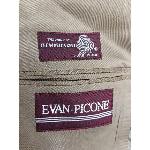 Evan Picone Mens 3 Button Pure Wool Blazer Sport Coat Brown Sz 43R - Picture 6 of 10